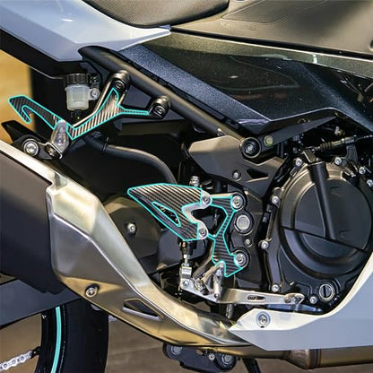 NIGHT CAT Carbon fiber stickers,Motorcycle footpeg protections,compatible with Ninja 400 Ninja 500(Pedal carbon fiber Stickers) - color: Pedal carbon fiber