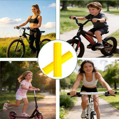 2 Pairs Bike Handlebar Grips for Bikes - color: Black and Yellow
