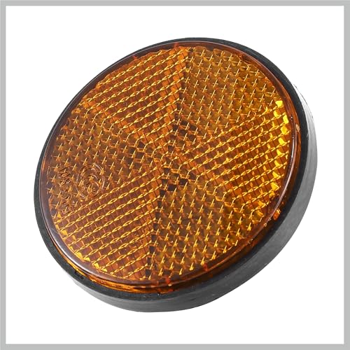 4 Pcs M6x1.0 Orange Red Plastic Universal Round Screw Mount Reflective Warning Reflector with Nut for Motorcycle Bike Replacement Car Parts