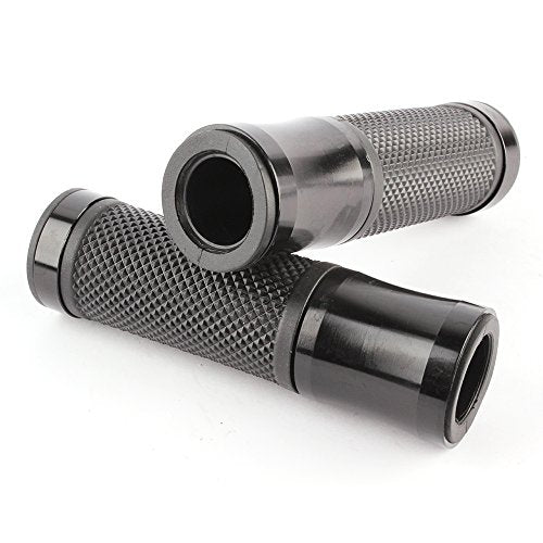 Pair of 7/8" 22mm Motorcycle CNC Aluminum Rubber Gel Hand Grips Handlebar for Sports Bike Chopper Cruiser Bike - color: Black