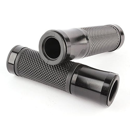 Pair of 7/8" 22mm Motorcycle CNC Aluminum Rubber Gel Hand Grips Handlebar for Sports Bike Chopper Cruiser Bike - color: Black