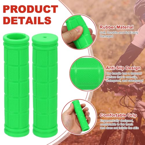 2 Pair Soft Rubber Handlebar Grips, Bicycle Handlebar Grips Bike Handle Bar Wrap Non-Slip 4.5 Inch - Fitting for Mountain Bikes/Road Bicycles/Scooter - color: Green