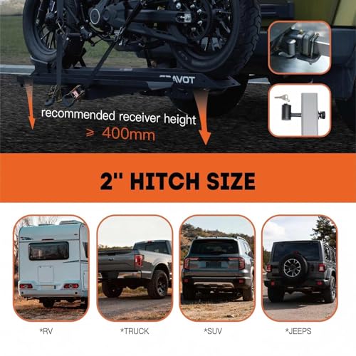 CRAVOT Motorack M1 Motorcycle Hitch Carrier with Ramp, 350 lbs Capacity Dirt Bike Carrier, Foldable Hauler Hitch Mount Rack Anti-Rattle Up to 4-inch Fat Tire 2" Receiver - size: MotorRack M1 350lbs