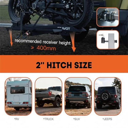 CRAVOT Motorack M1 Motorcycle Hitch Carrier with Ramp, 350 lbs Capacity Dirt Bike Carrier, Foldable Hauler Hitch Mount Rack Anti-Rattle Up to 4-inch Fat Tire 2" Receiver - size: MotorRack M1 350lbs