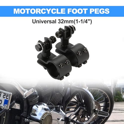 INNOGLOW 32mm 1-1/4" Highway Foot Peg Clamps - Heavy Duty Billet Aluminum Motorcycle Footpeg Bracket Mounts Fit for Engine Guard Frame Tube Harley Honda Yamaha Kawasaki ATV UTV