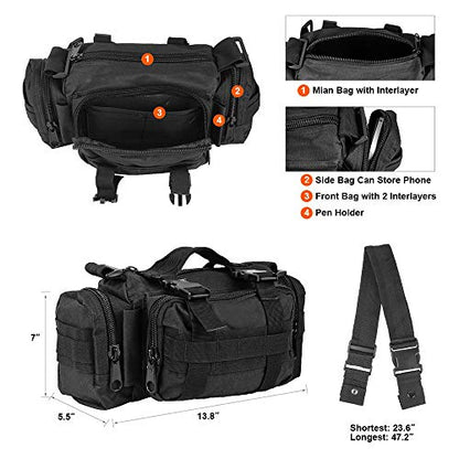 BraveHawk OUTDOORS Bike Handlebar Bag, 900D Nylon Oxford Multi-purpose Waist Bag Water Resistant Bicycle Cycling Pack (Black) - size: Medium