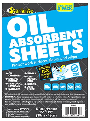STAR BRITE Bilge Oil Pads Absorbs Oil, Repels Water - 17 x 19 Heavy Weght - 5 Pack (091845) - color: 5 Pack