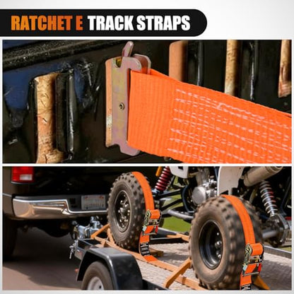 Nilight E-Track Ratchet Straps 2 Pack 2" x 12' Heavy Duty Orange Cargo Tie-Downs 4400 lbs Breaking Strength Standard E Track accessories Tie Down E-Track Spring Fittings for Cargo Vans Trucks Trailers - color: 2" x 12' E-Track Ratchet Straps
