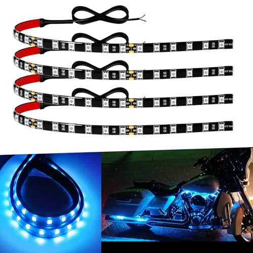 Keiurot Car Led Strip Lights 12" Connectable Ice Blue LEDs Light Strips for Cars Motorcycle Golf Cart Boat Marine Waterproof 12V Led Light Strip, 4Pack - color: ICE Blue Led Strip Connectable, size: 12Inch/30CM