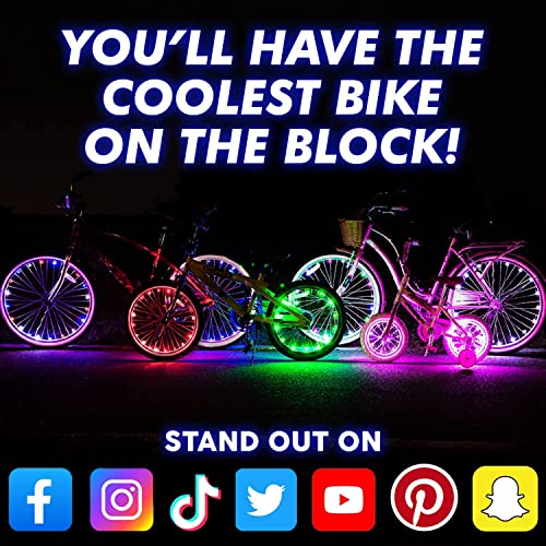 Activ Life 2-Tire Pack LED Bike Wheel Lights with Batteries Included, Get 100% Brighter and Visible from All Angles for Ultimate Safety and Style - color: Orange