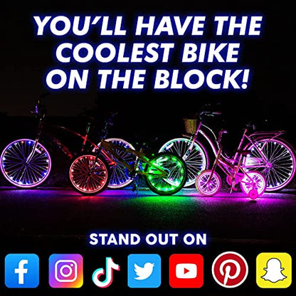 Activ Life 2-Tire Pack LED Bike Wheel Lights with Batteries Included, Get 100% Brighter and Visible from All Angles for Ultimate Safety and Style - color: Orange