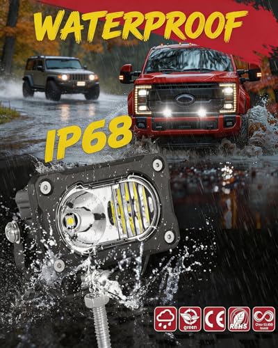 LED Pod Light 2PCS 3inch 40W 4000LM Combo Beam Baja Light with DT Wiring Harness Kit Backup Driving Lights Off Road Low Profile LED Light Bar Fog Lights for Motorcycle Truck UTV ATV Pickup - size: 3inch - Combo