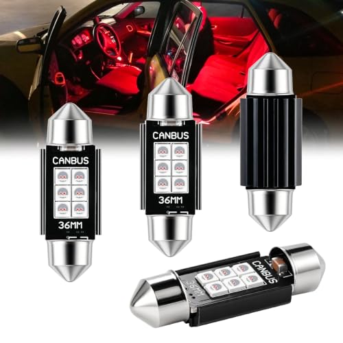 iBrightstar 9-30V Extremely Bright 6411 6418 C5W Festoon LED Bulbs Error Free 1.5" 36mm for Interior Map Dome Lights and License Plate Courtesy Lights, Red - color: Red, size: 36mm