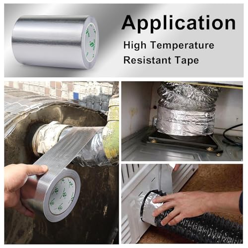 BOMEI PACK Adhesive Aluminum Foil Heat Shield Tape 1Pack 7inch x 66ft Barrier Fiberglass Thermal Insulation Reflective Material High Temp Protectionn - size: 7in*66ft