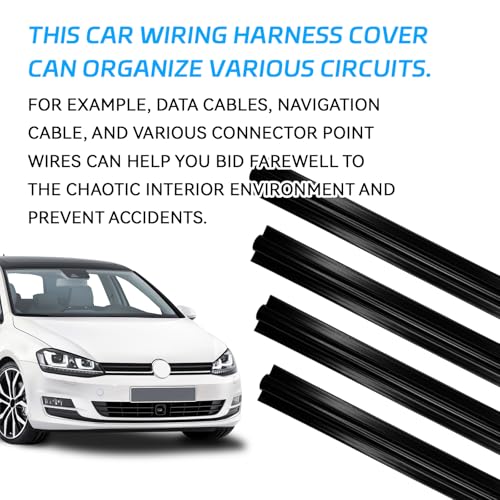 4Pcs Car Cable Management Wire Cover Automotive Clip Cord Sleeves to Hide Cords Car Concealed Power Cable Organizer Line Sleeve Adhesive Cable Hidden Protector for USB, Audio and Video Line