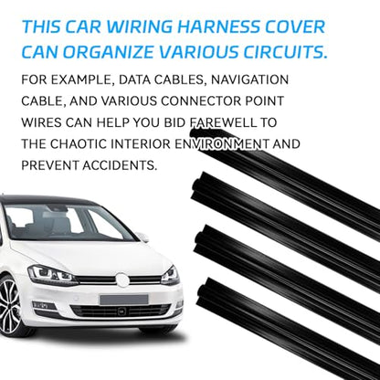 4Pcs Car Cable Management Wire Cover Automotive Clip Cord Sleeves to Hide Cords Car Concealed Power Cable Organizer Line Sleeve Adhesive Cable Hidden Protector for USB, Audio and Video Line