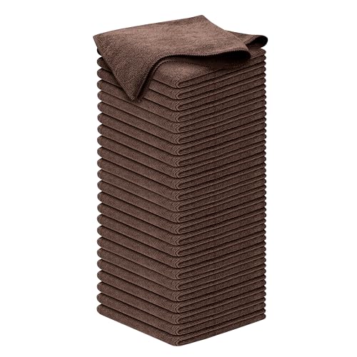 USANOOKS Premium 300GSM Microfiber Cleaning Cloth - 12.5"x12.5" High Performance - 1200 Washes, Ultra Absorbent Microfiber Towels for Cars Undercarriage, Rims & Engine Bay Cleaning - Microfiber Cloth - color: Brown, size: 12.5" x 12.5" (50 pack)