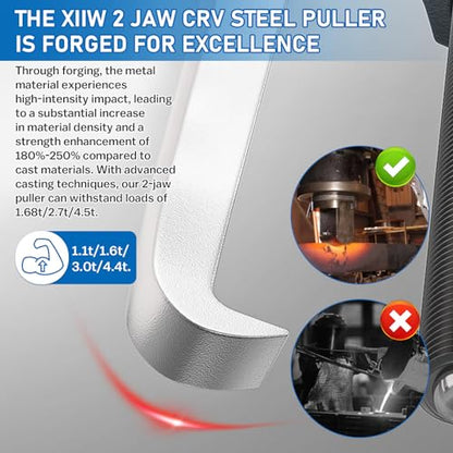 XIIW 2 Jaw Gear Puller Set, 4'' 6'' 8'' CR-V Steel Bearing Puller Gears Tool Adjustable, 2 Claws Puller Kit for Removal of Pulley Flywheel Bearings Gears - size: CR-V 2-Jaw Gear Puller 4'' 6'' 8''