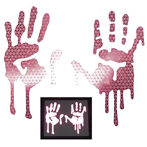 customTAYLOR33 High Intensity Grade Reflective Bloody/Dripping Hands Decals for Helmets, Windscreens, Rear Windows, Bumper Stickers (3 inches Height, Pink) - color: Pink, size: 3" Height (Infant size)