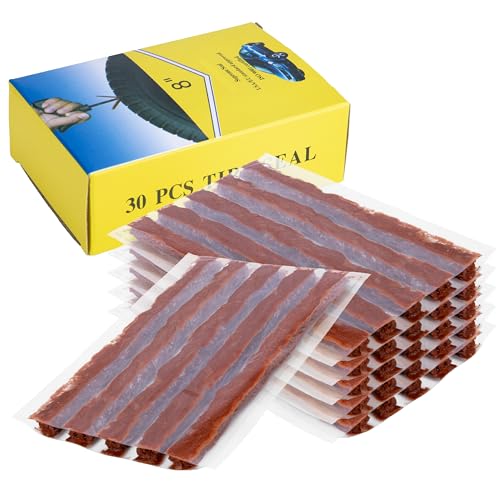 30 PCS Tire Plugs Heavy Duty, 4" X 0.24" Tire Repair Plugs, Rubber Tires Plug, Tires Repair Strings for Tubeless Puncture Car, RV, SUV, ATV, Motorcycle, Truck,Tractor (Brown) - color: brown