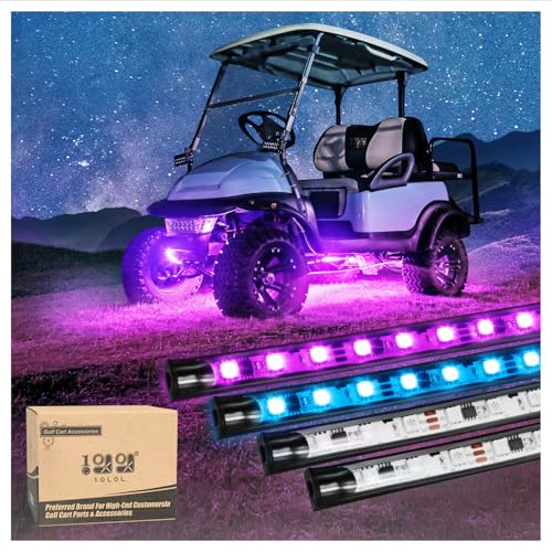10L0L 4PCS Golf Cart Underglow LED Light Kit, Underbody RGB Strip Lights, 24-Mode Neon Accent Lighting, Music Sync, Wireless Remote, IP67 Waterproof, 12V-80V Input for EZGO Yamaha Club Car - style: 4 Pack(Underbody)