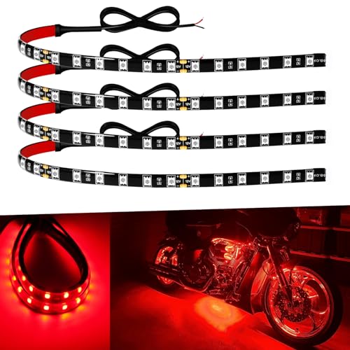 12V Led Light Strip 12" Connectable Red LEDs Strip Lights for Cars Motorcycle Golf Cart Boat Marine Waterproof Car Led Strip, 4Pack - color: Red Led Strip Connectable, size: 12Inch/30CM