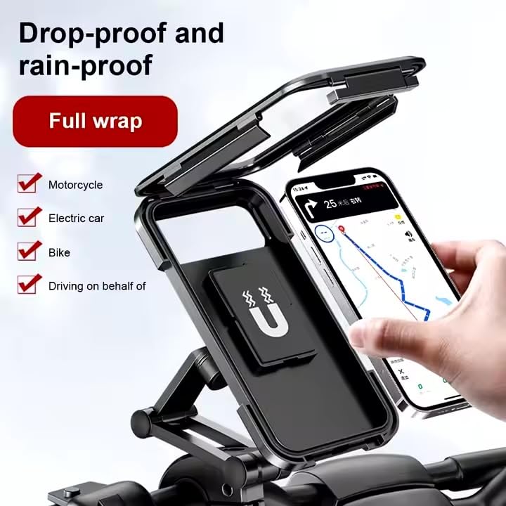 Generic Waterproof Phone Mount, Universal Compatible with All iPhones and Android Phones, 360 Swivel, Secure Handlebar Attachment for Bicycle/Motorcycle