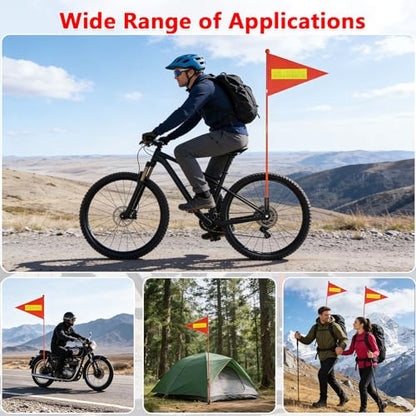 6PCS Orange Bike Safety Flag,6 Ft Bike Flags with Heavy Duty Fiberglass Flag Pole and Mounting Bracket, High Visibility Reflective Orange Flag Adjustable Bicycle Flag Pole