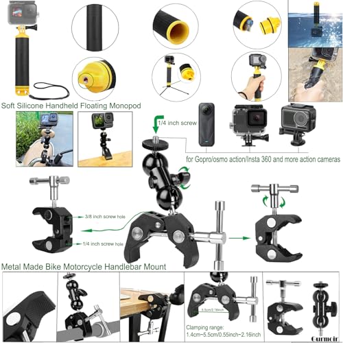 Accessory Kit for DJI Osmo Action 6/5 pro/4/Insta 360 X5 X4 /Go Pro Hero13 12/Gopro Max 2, Bike Mount/Hat Clip/Helmet Strap/Backpack Mount kit for Gopro/Osmo Action/Insta 360(DT18)
