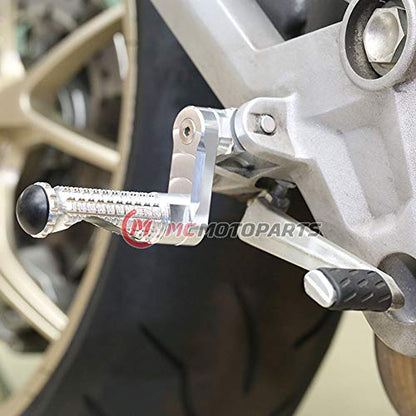 MC MOTOPARTS MPRO Silver 40mm Riser CNC Front Foot Pegs Compatible with YZF R1 00-21 YZF R6 03-19 YZF R1M 15-21 - color: Silver, size: 40mm Extension