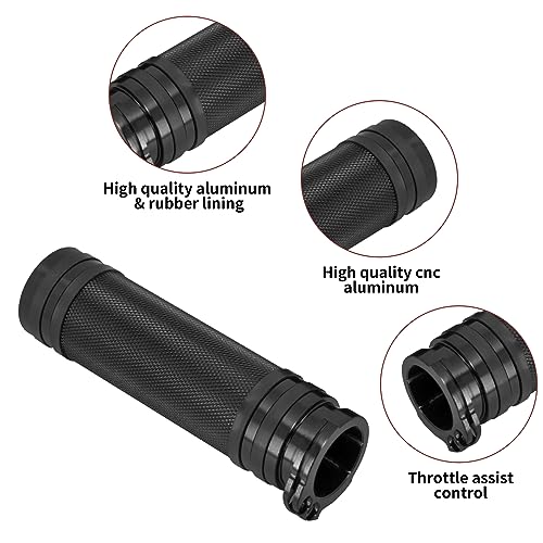 Motorcycle 1" Hand Grips Handlebar Grips Cable Throttle Fit for Harley Touring Street Glide Road King Road Glide Electra Glide Dyna Softail - color: #1 Black