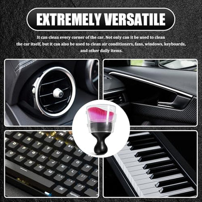 Car Detailing Brushes, Car Cleaning Brush, Auto Interior Soft Bristles Curved Cleaning Brush, Auto Detailing Dusting Tool Universal for Dashboard Air Conditioner Vent Computer (Black Purple) - color: Black Purple