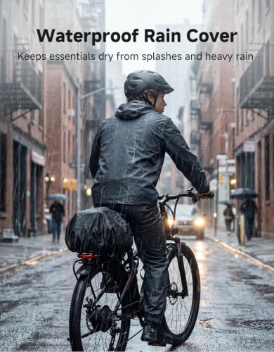 KEMIMOTO Hard Shell Bike Bag Rear Rack 20L Capacity, Carbon Leather Bicycle Trunk Bag with Waterproof Rain Cover for Grocery Shopping Commuter Cycling Trip (Upgraded Design) - style: Upgrade Eva Hard Shell