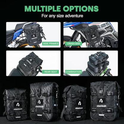 Motorcycle Crash Bar Bag Waterproof Storage Capacity 6L/8L Bumper pack Fender pouch Universal motor kit bags (8L Black Imitation Carbon Fiber) - color: 8L Black Imitation Carbon Fiber