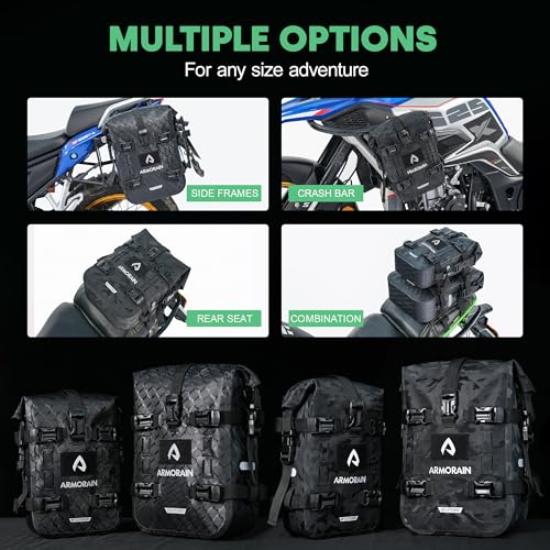 Motorcycle Crash Bar Bag Waterproof Storage Capacity 6L/8L Bumper pack Fender pouch Universal motor kit bags (6L Black Imitation Carbon Fiber) - color: 6L Black Imitation Carbon Fiber