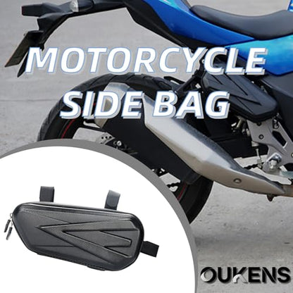 OUKENS Motorcycle Tail Bag, Universal EVA Hard Shell Triangle Waterproof Motorcycle Side Bag Bike Luggage Storage with Double Sealing Zippers, Black