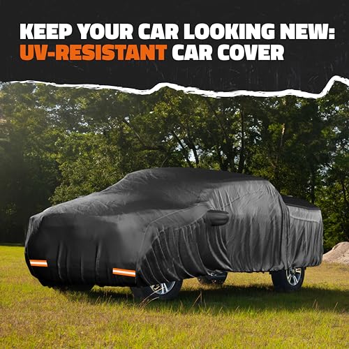 Mockins 235"x80"x77" Pickup Truck Cover Waterproof All Weather Tarp | 250G PVC + HD Cotton Car Covers for Automobiles | Universal Indoor & Outdoor Car Cover for Truck | Ford F-150 Full Exterior Covers - size: Pick Up Truck - Large - 235" x 80" x 77"