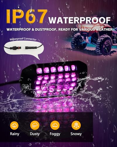 8 PCS RGB LED Rock Lights Kit, 27LED Wide Angle Wheel Well Light with Remote & App Dual Control, Multi Modes Underglow Neon Pod for Offroad Truck ATV UTV SUV
