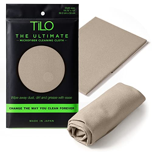 TiLO Microfiber Cleaning Cloth – 19 x 13-inch Microfiber Cleaning Cloths – Ultra-Absorbent and Reusable – Soft Polishing Cloth for Dust, Grease, Dirt – Non-Abrasive – Beige - color: Beige