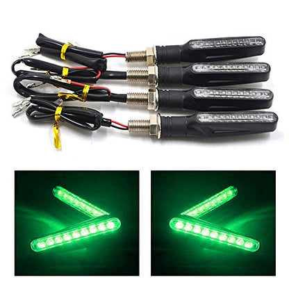 4Pcs Motorcycle LED Turn Signal Lights Blinkers Indicator Lights. (Green) - color: Green