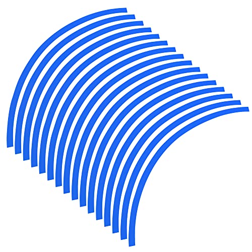 X AUTOHAUX 16pcs Fit 17" Wheel Motorcycle Car Bike Wheel Rim Sticker Strips Reflective Stripe Tape Reflector Blue - color: Blue
