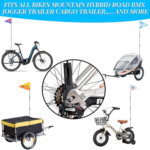 Personalized Bike Safety Flag with Pole - 6-Foot Adjustable Pole, Custom Safety Flag for Kids, Bicycles and Golf Carts (Triangular flag 1-1PC) - color: Triangular flag 1 - 1PC