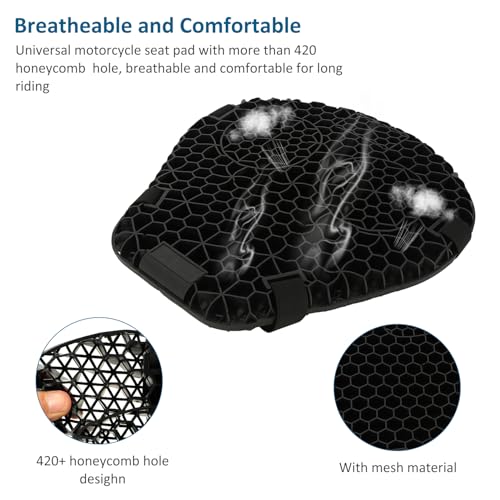 SUNPIE Motorcycle Seat Cushion Universal 3D Gel Honeycomb Motorcycle Seat Cover Breathable and Comfortable Large Seat Cushion Pad