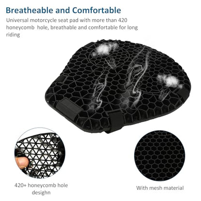 SUNPIE Motorcycle Seat Cushion Universal 3D Gel Honeycomb Motorcycle Seat Cover Breathable and Comfortable Large Seat Cushion Pad