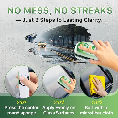 Anti-Fog & Water Repellent Kit for Car Windshield - Hydrophobic Coating, Quick Defogging & Rain Protection, Long-Lasting Clear Vision for Windows, Mirrors, Glasses, Helmet, Shower Door