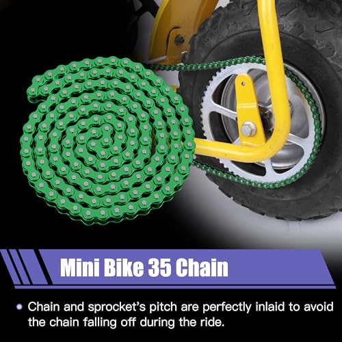 35 Chain Mini Bike with Chain Breaker Compatible with Coleman CT100U CC100X Baja Doodlebug DB30 Motovox MBX10 MBX11 Predator 97cc 100cc Mega Moto 80cc 105cc Minibike Go Kart Powersports Parts - color: Green