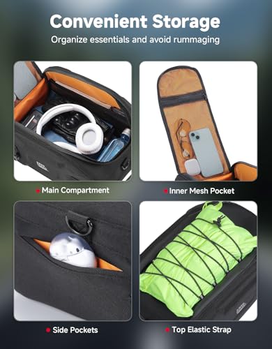 KEMIMOTO Motorcycle Tail Bag, 13L Large Waterproof Motorcycle Seat Bag for Rear Rack, Versatile Storage Saddle Bag with Shoulder Strap and Rain Cover for Commutes and Short Trips