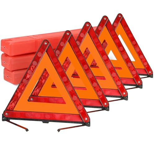 5 Pack Reflective Safety Triangle Kit | Emergency Warning Triangles with Storage Case, Roadside Reflective Early Warning Sign for Vehicles Breakdown (5 Pack) - style: 5 Pack