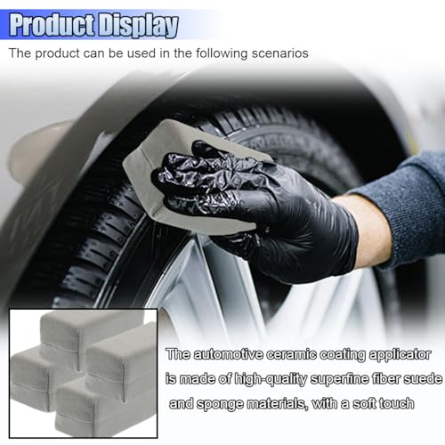 Suede Microfiber Applicator Pad, Multi-Purpose Ceramic Spray Coating Sponge Pads, Car Detailing Sponge for Car Paint, Metal, Plastic Trim, Applying Wax, Sealants, Other Conditioners (4PCS) - size: 4PCS