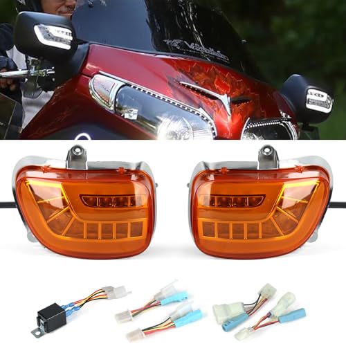 Motorcycle Turn Signal Light for GOLDWING GL1800 F6B 2013-2016 GL1800 ABS 2001-2012 New Front Turn Signals LED light flow direction For Goldwing Accessories (Orange) - color: Orange